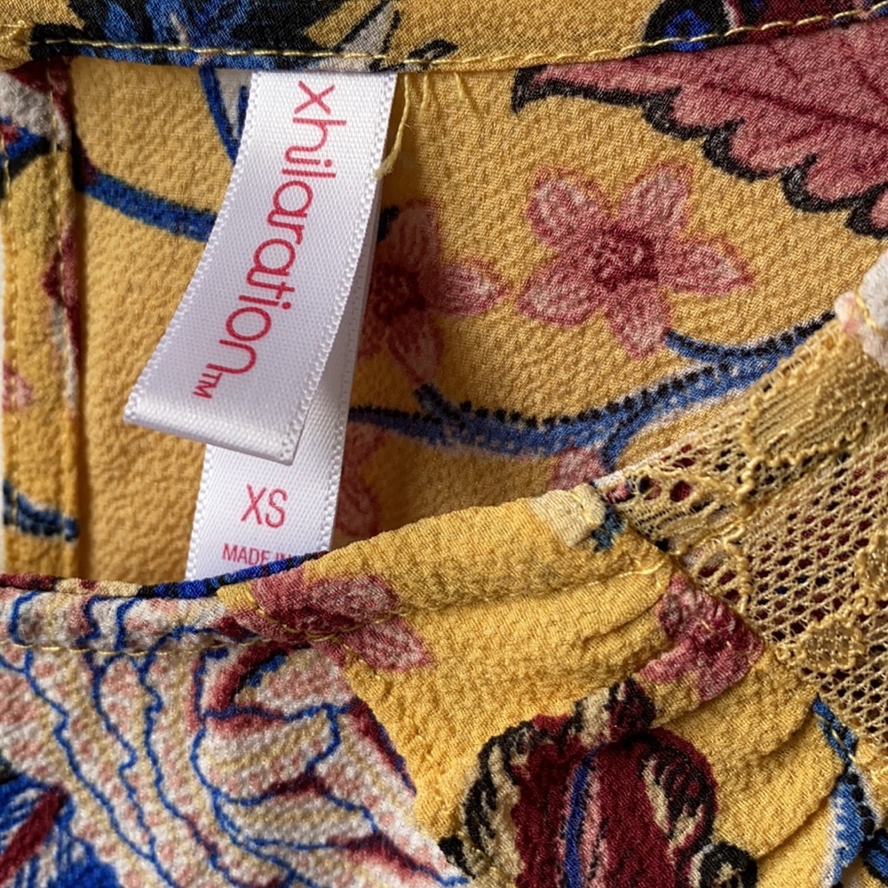 Xhilaration Floral Yellow Casual Dress, Size XS - Picture 3 of 6